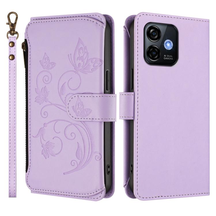 For Ulefone Note 16 Pro Butterfly Love Flower Multi-card Zipper Wallet Leather Phone Case