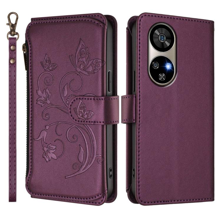 For Ulefone Note 17 Pro Butterfly Love Flower Multi-card Zipper Wallet Leather Phone Case