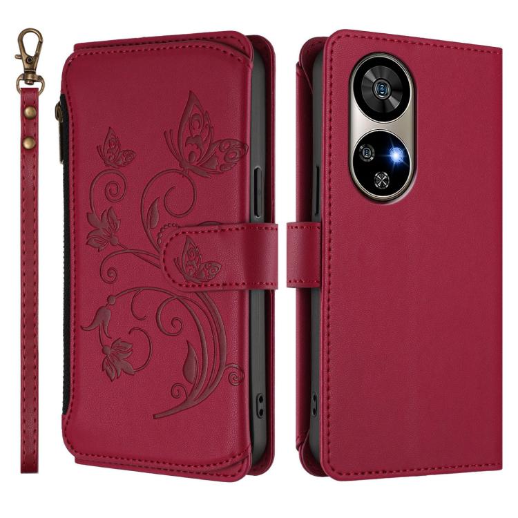For Ulefone Note 17 Pro Butterfly Love Flower Multi-card Zipper Wallet Leather Phone Case