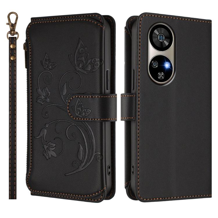 For Ulefone Note 17 Pro Butterfly Love Flower Multi-card Zipper Wallet Leather Phone Case