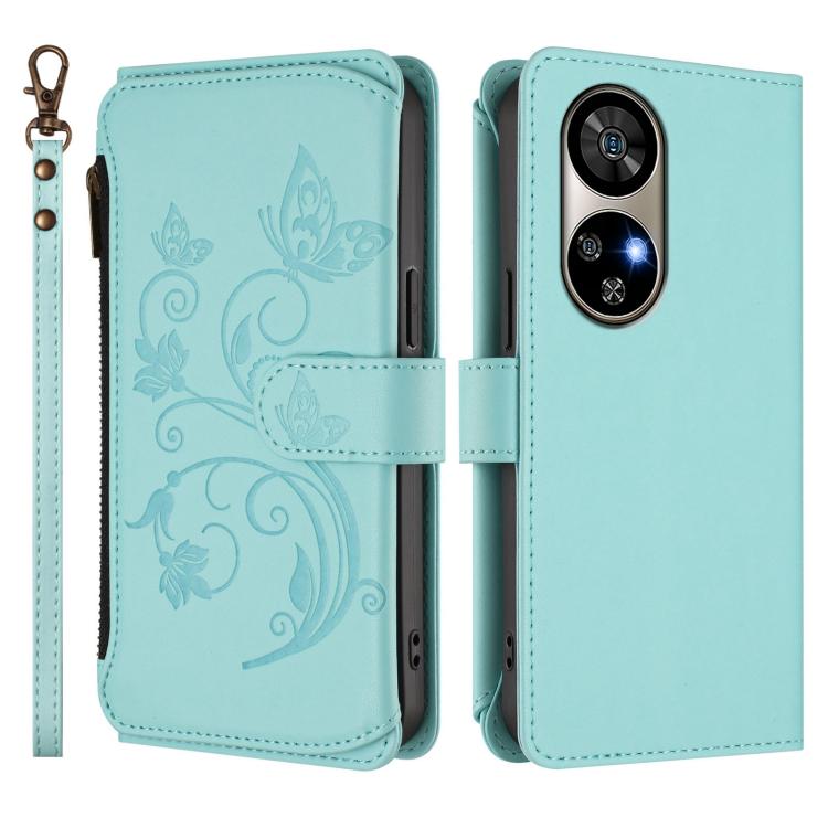 For Ulefone Note 17 Pro Butterfly Love Flower Multi-card Zipper Wallet Leather Phone Case