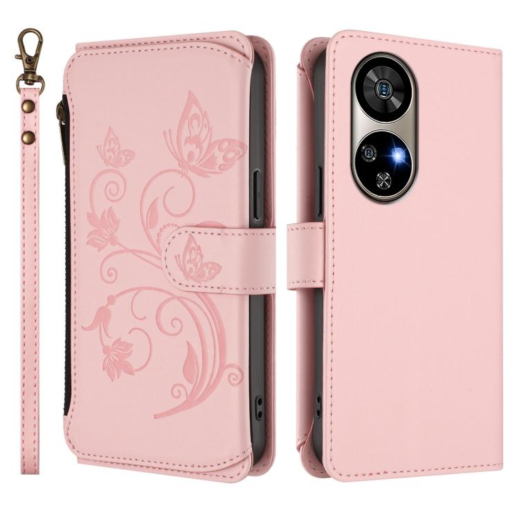 For Ulefone Note 17 Pro Butterfly Love Flower Multi-card Zipper Wallet Leather Phone Case