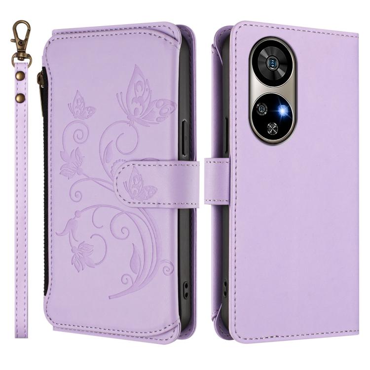 For Ulefone Note 17 Pro Butterfly Love Flower Multi-card Zipper Wallet Leather Phone Case