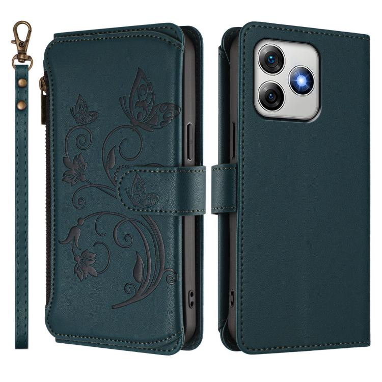For Ulefone Note 18 Ultra / Note 18 Pro Butterfly Love Flower Multi-card Zipper Wallet Leather Phone Case