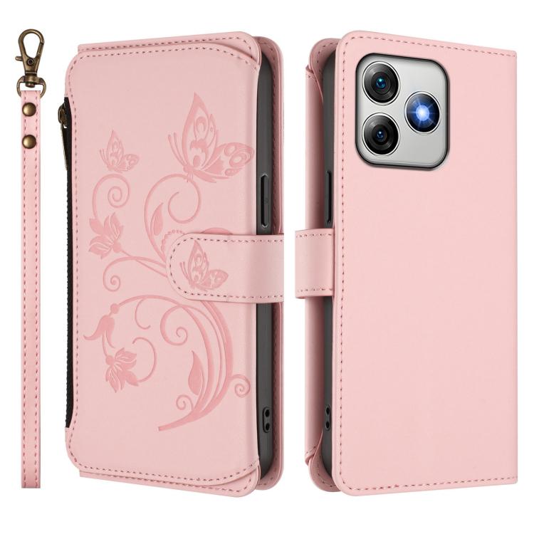 For Ulefone Note 18 Ultra / Note 18 Pro Butterfly Love Flower Multi-card Zipper Wallet Leather Phone Case