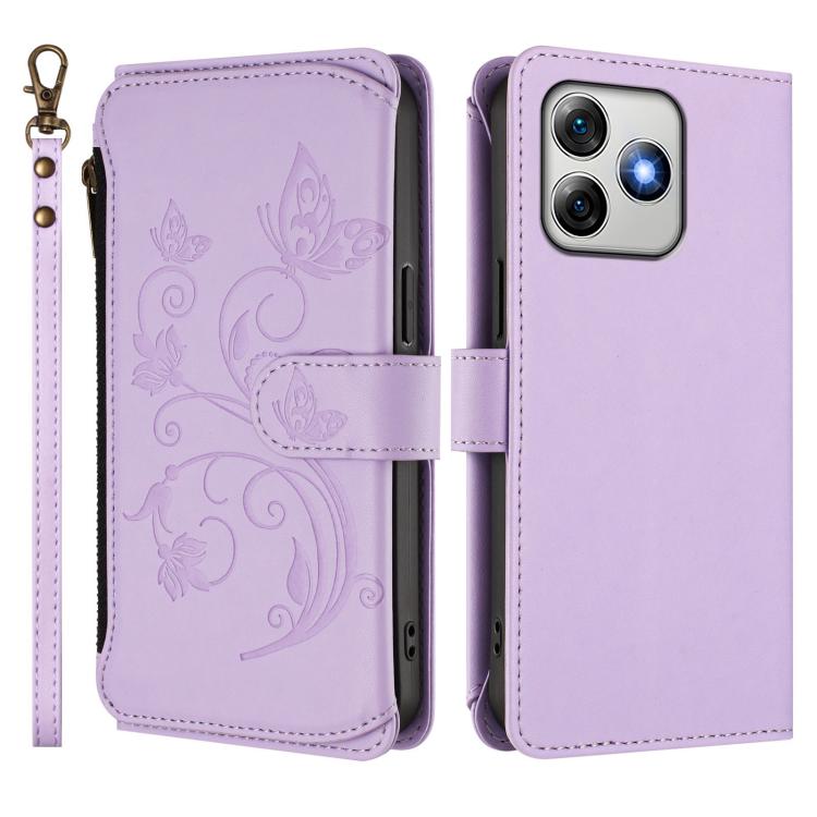 For Ulefone Note 18 Ultra / Note 18 Pro Butterfly Love Flower Multi-card Zipper Wallet Leather Phone Case