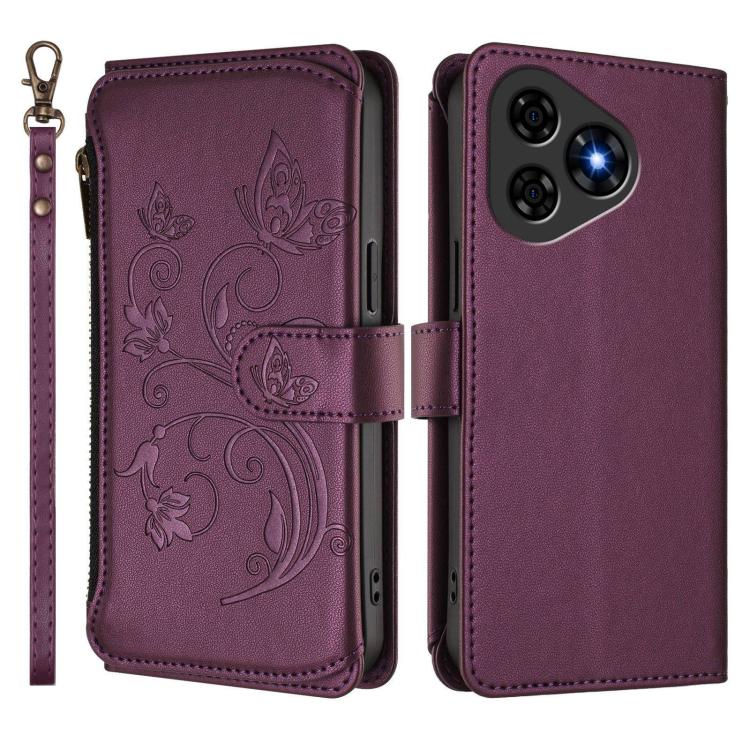 For Ulefone Note 19 Butterfly Love Flower Multi-card Zipper Wallet Leather Phone Case