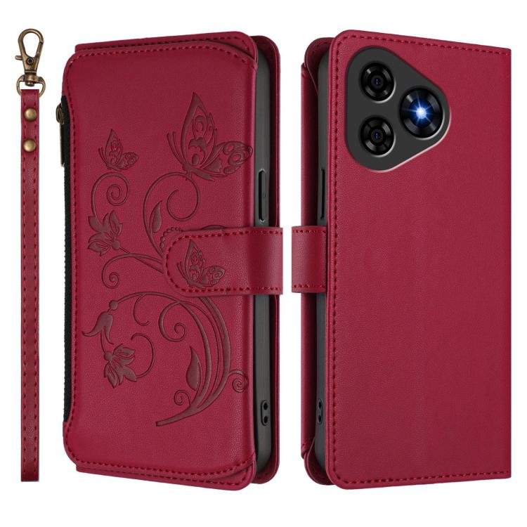For Ulefone Note 19 Butterfly Love Flower Multi-card Zipper Wallet Leather Phone Case