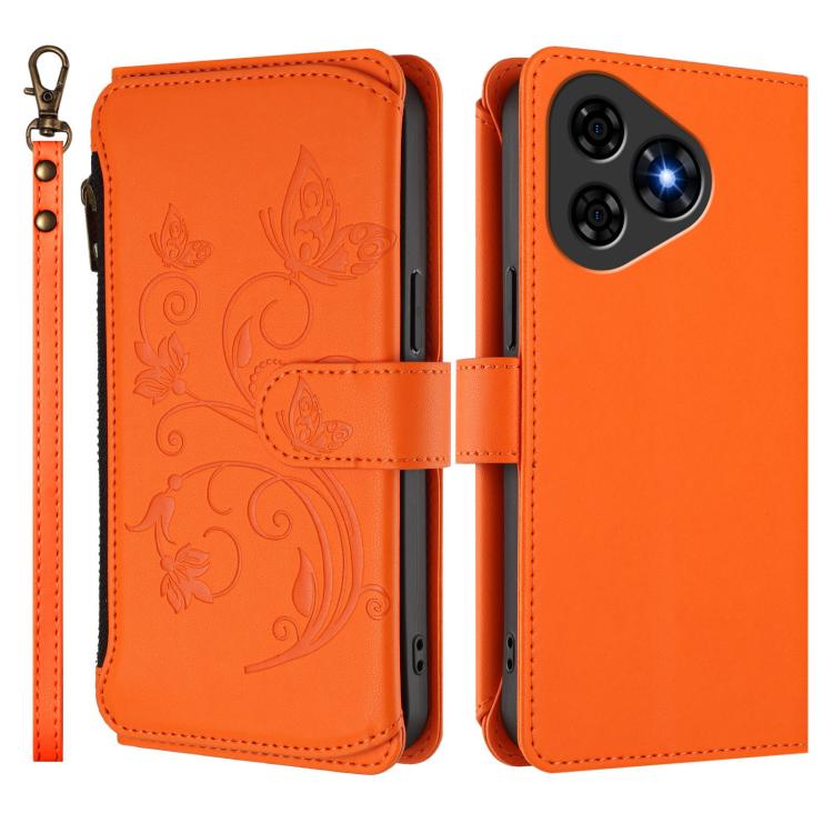 For Ulefone Note 19 Butterfly Love Flower Multi-card Zipper Wallet Leather Phone Case