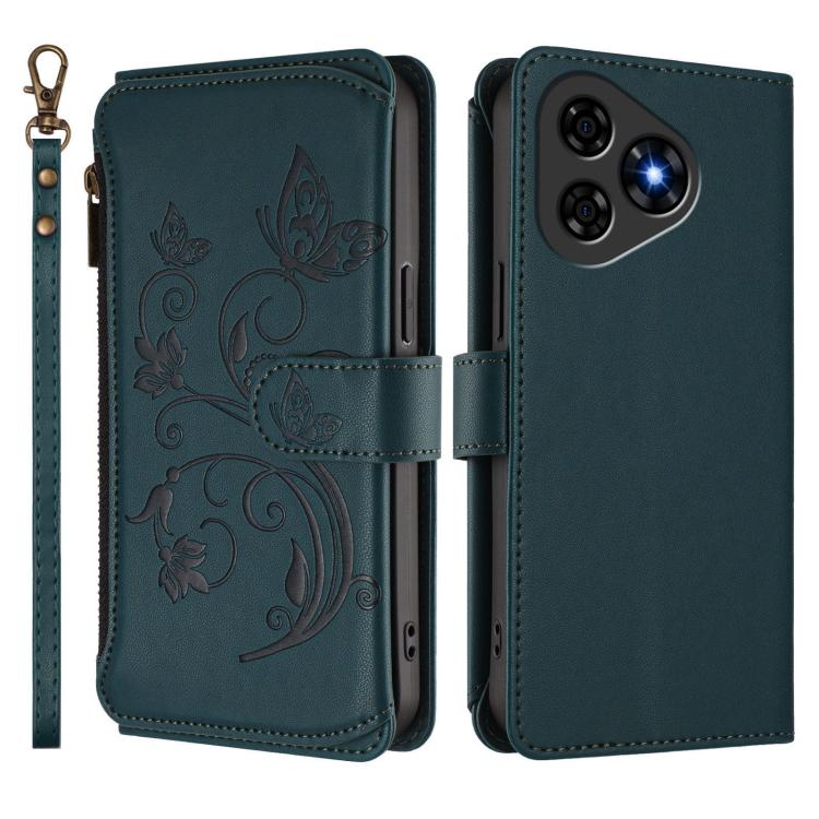 For Ulefone Note 19 Butterfly Love Flower Multi-card Zipper Wallet Leather Phone Case