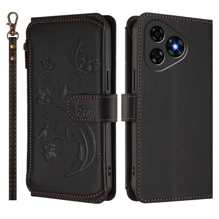 For Ulefone Note 19 Butterfly Love Flower Multi-card Zipper Wallet Leather Phone Case