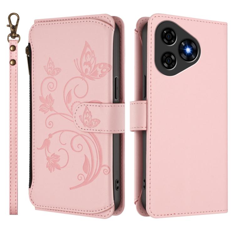 For Ulefone Note 19 Butterfly Love Flower Multi-card Zipper Wallet Leather Phone Case