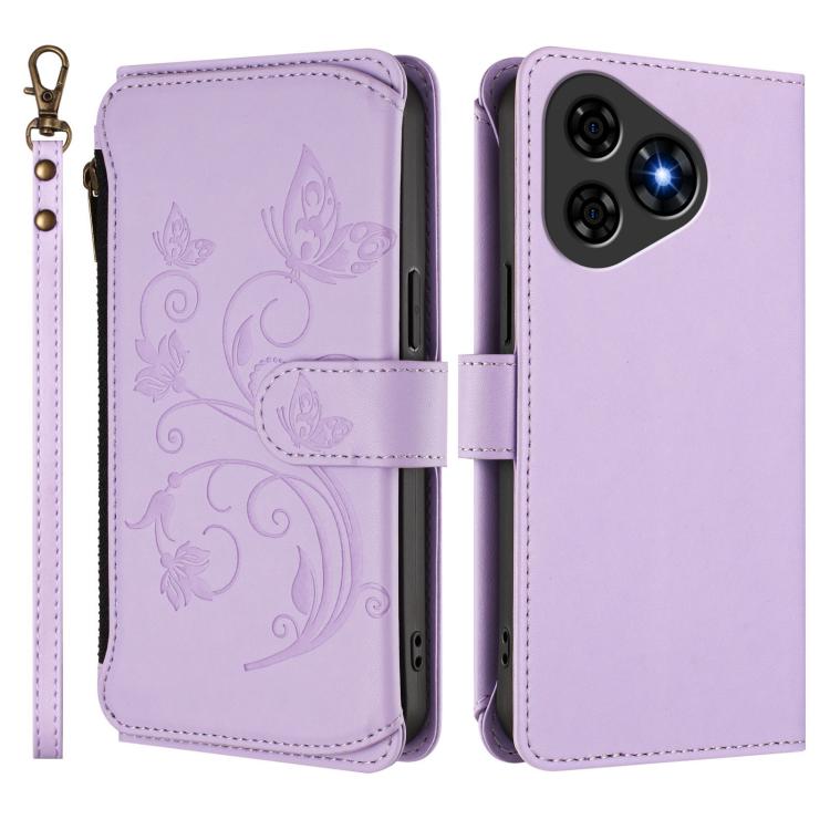 For Ulefone Note 19 Butterfly Love Flower Multi-card Zipper Wallet Leather Phone Case