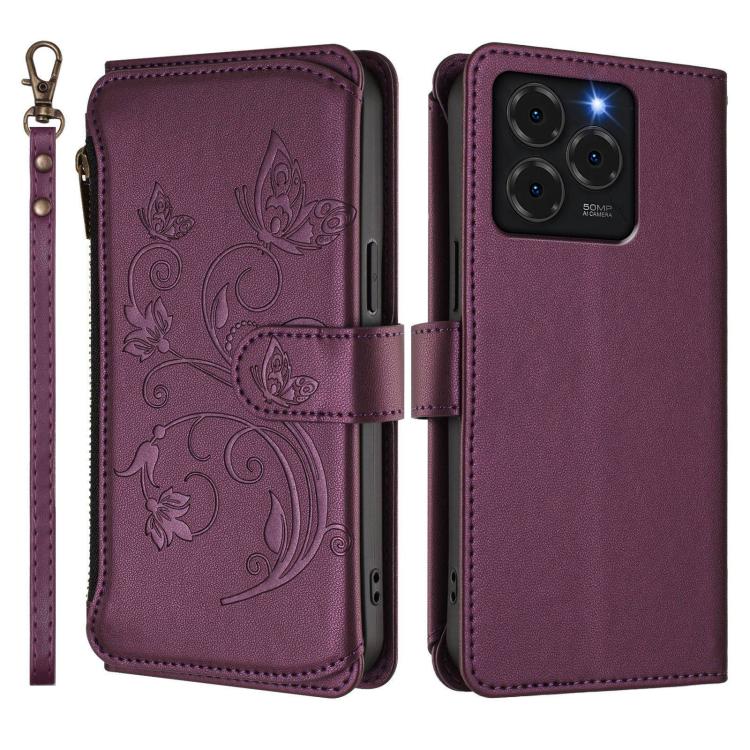 For Ulefone Note 20 Pro Butterfly Love Flower Multi-card Zipper Wallet Leather Phone Case
