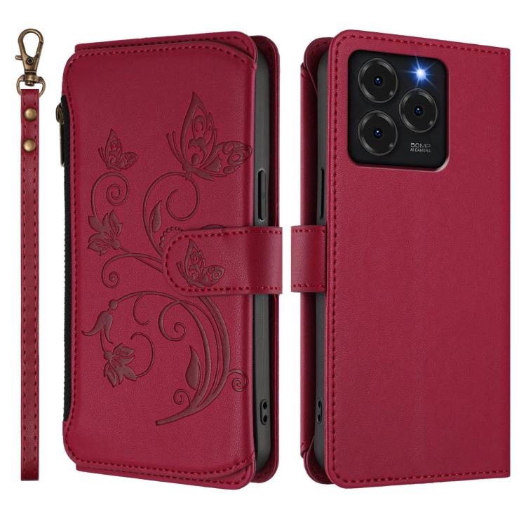 For Ulefone Note 20 Pro Butterfly Love Flower Multi-card Zipper Wallet Leather Phone Case