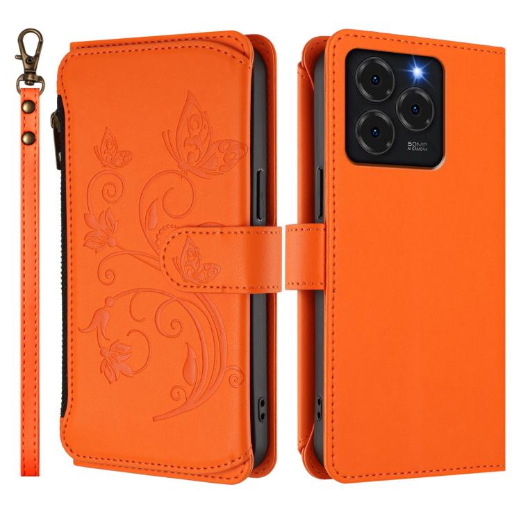 For Ulefone Note 20 Pro Butterfly Love Flower Multi-card Zipper Wallet Leather Phone Case