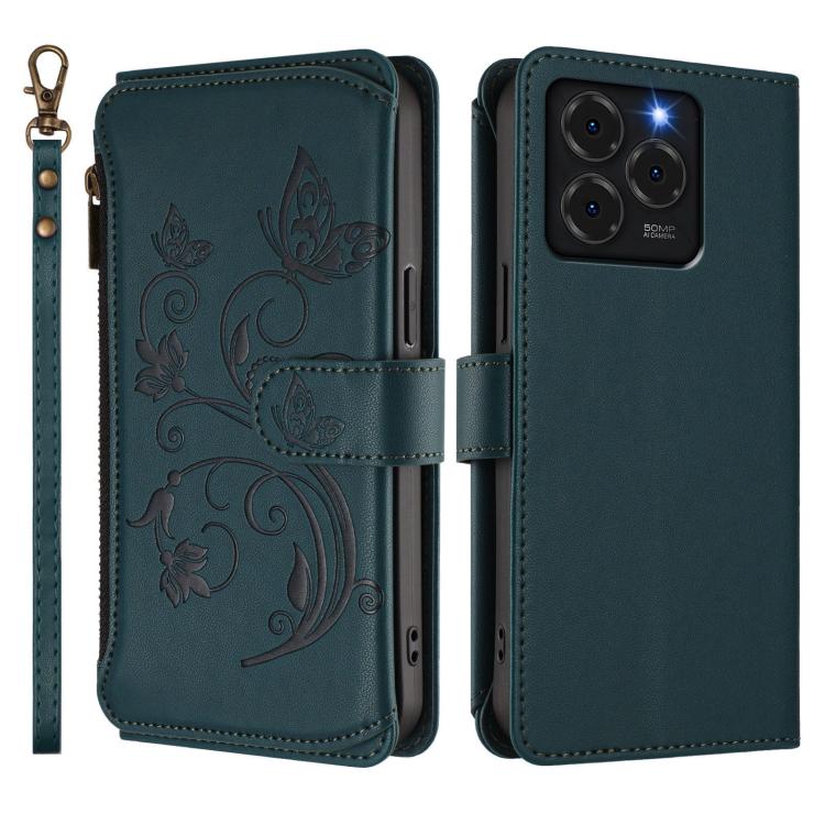 For Ulefone Note 20 Pro Butterfly Love Flower Multi-card Zipper Wallet Leather Phone Case