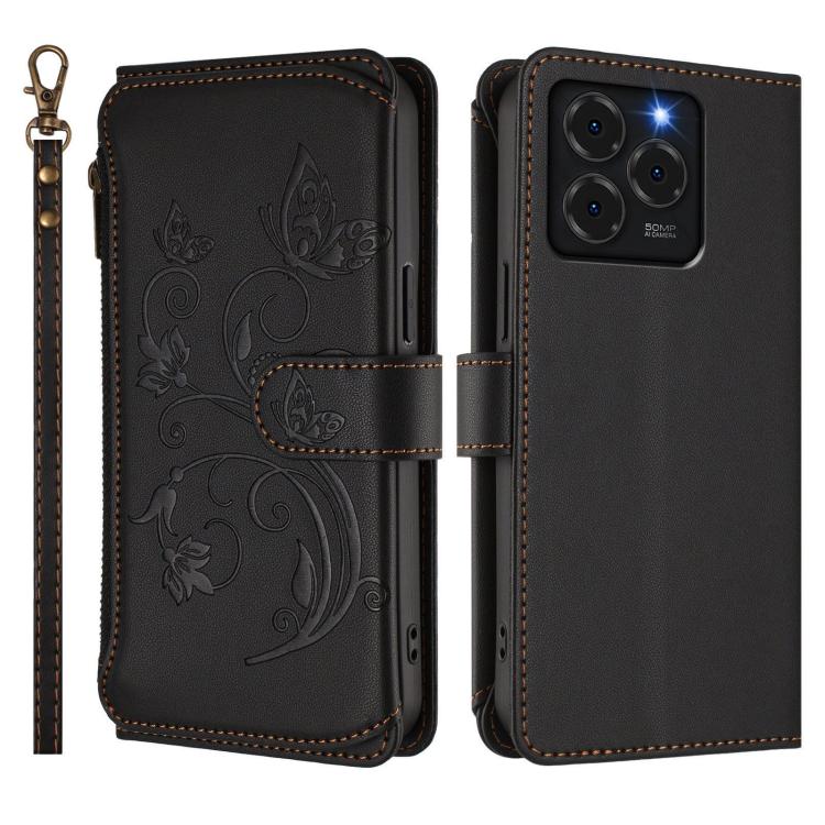 For Ulefone Note 20 Pro Butterfly Love Flower Multi-card Zipper Wallet Leather Phone Case