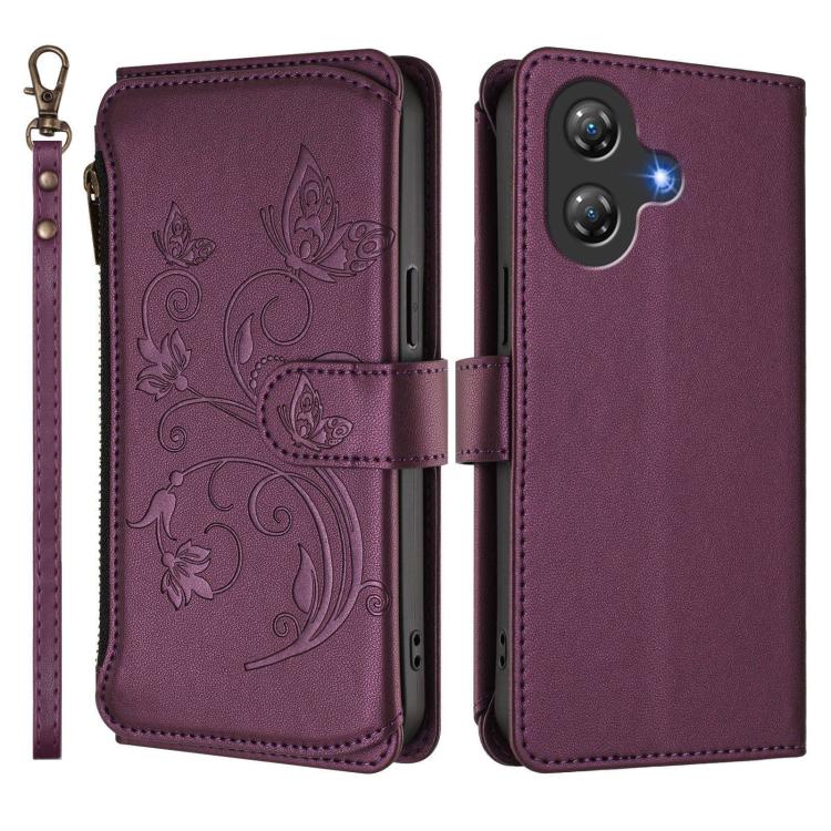 For Ulefone Note 21 Butterfly Love Flower Multi-card Zipper Wallet Leather Phone Case