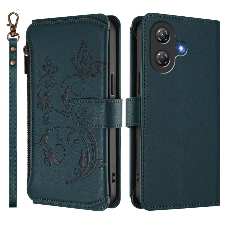 For Ulefone Note 21 Butterfly Love Flower Multi-card Zipper Wallet Leather Phone Case