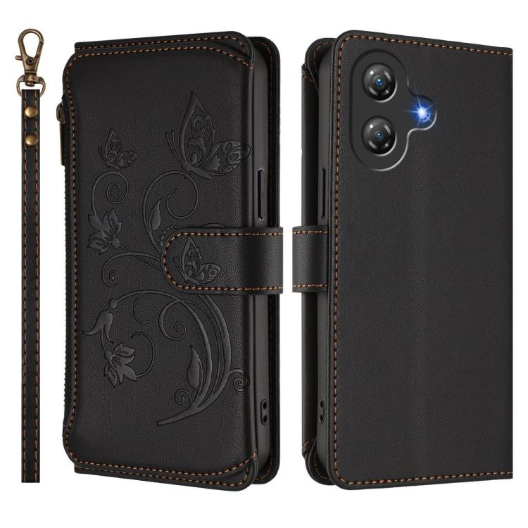 For Ulefone Note 21 Butterfly Love Flower Multi-card Zipper Wallet Leather Phone Case