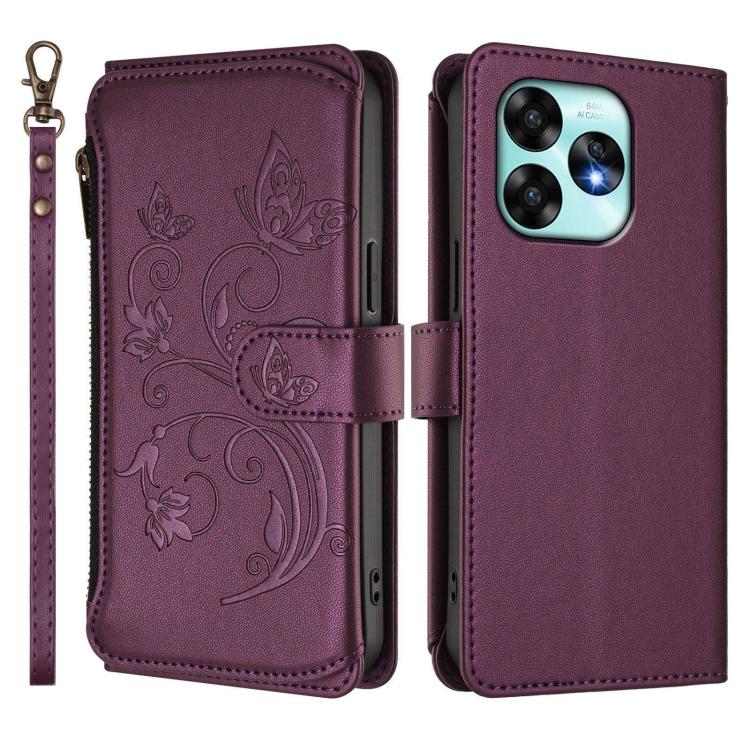 For Umidigi A15 / A15C / A15T Butterfly Love Flower Multi-card Zipper Wallet Leather Phone Case