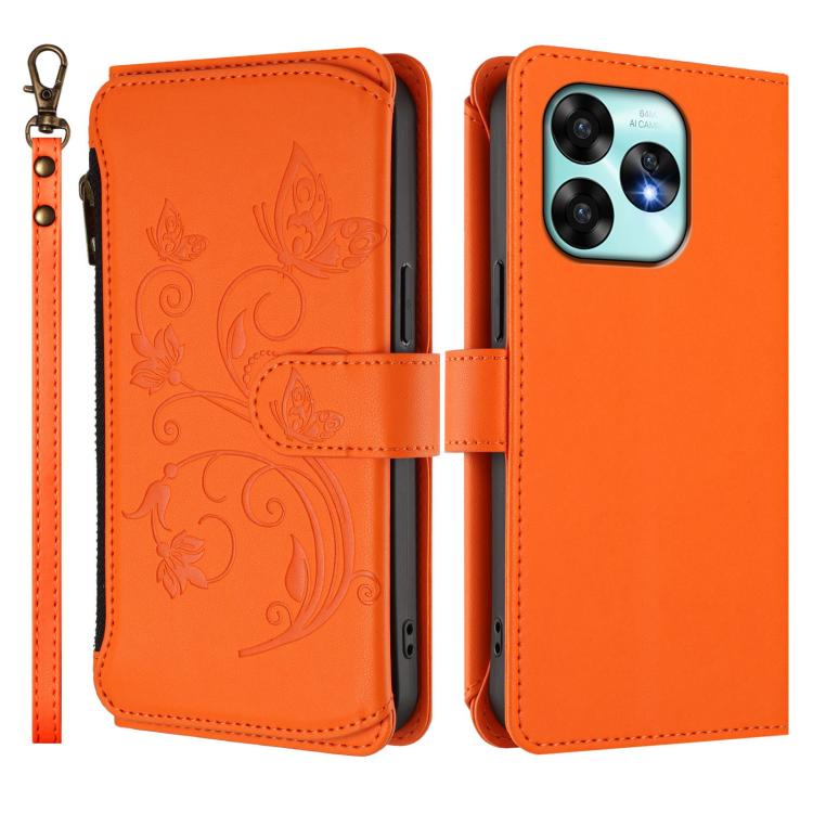 For Umidigi A15 / A15C / A15T Butterfly Love Flower Multi-card Zipper Wallet Leather Phone Case