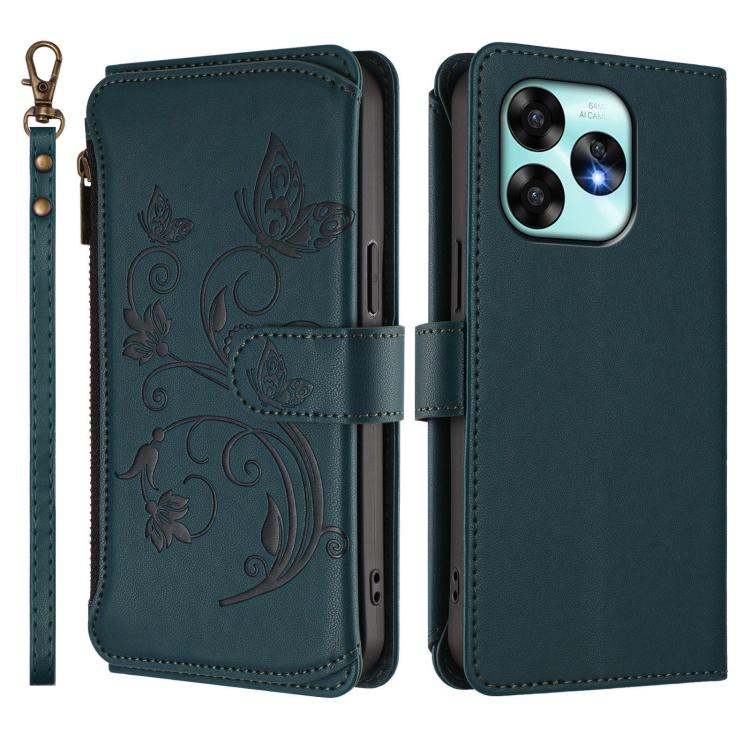 For Umidigi A15 / A15C / A15T Butterfly Love Flower Multi-card Zipper Wallet Leather Phone Case