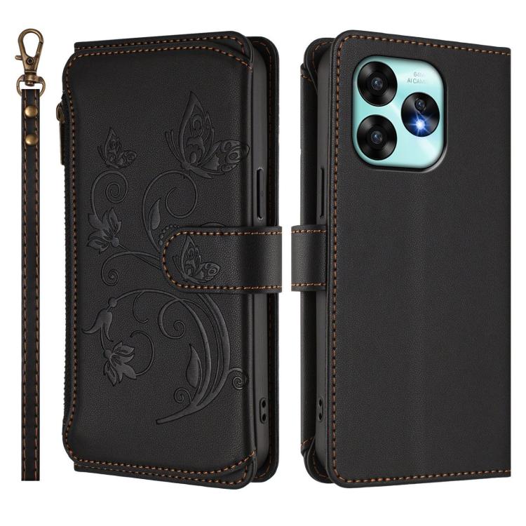 For Umidigi A15 / A15C / A15T Butterfly Love Flower Multi-card Zipper Wallet Leather Phone Case