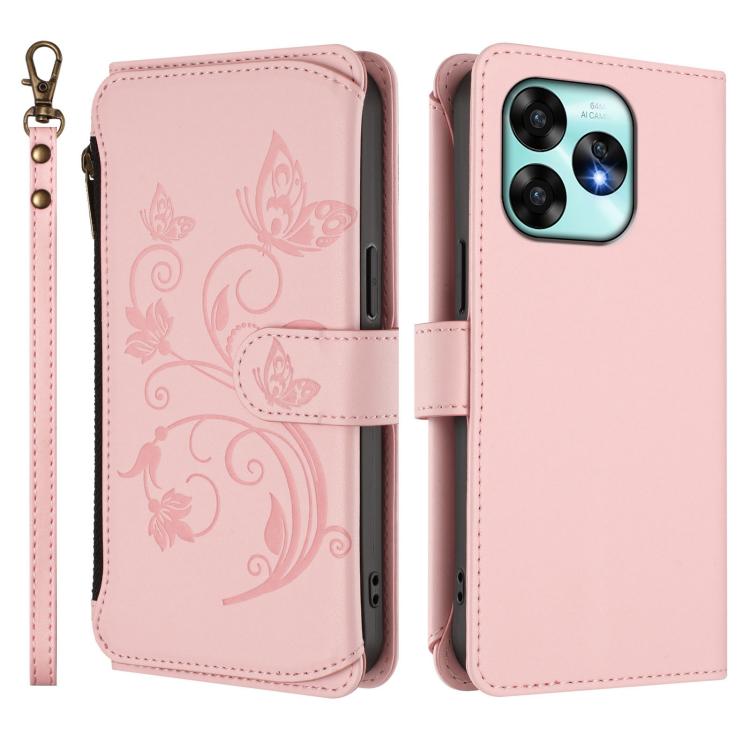 For Umidigi A15 / A15C / A15T Butterfly Love Flower Multi-card Zipper Wallet Leather Phone Case