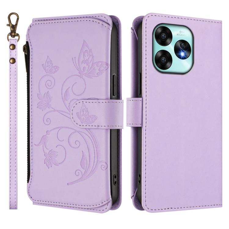 For Umidigi A15 / A15C / A15T Butterfly Love Flower Multi-card Zipper Wallet Leather Phone Case