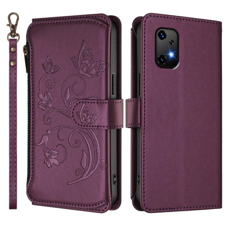 For Umidigi Bison X20 Butterfly Love Flower Multi-card Zipper Wallet Leather Phone Case