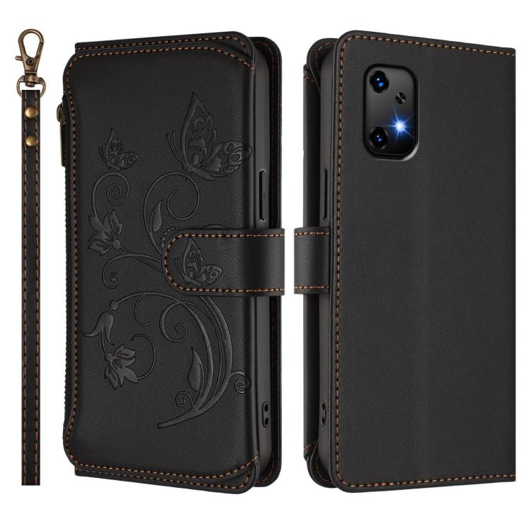 For Umidigi Bison X20 Butterfly Love Flower Multi-card Zipper Wallet Leather Phone Case