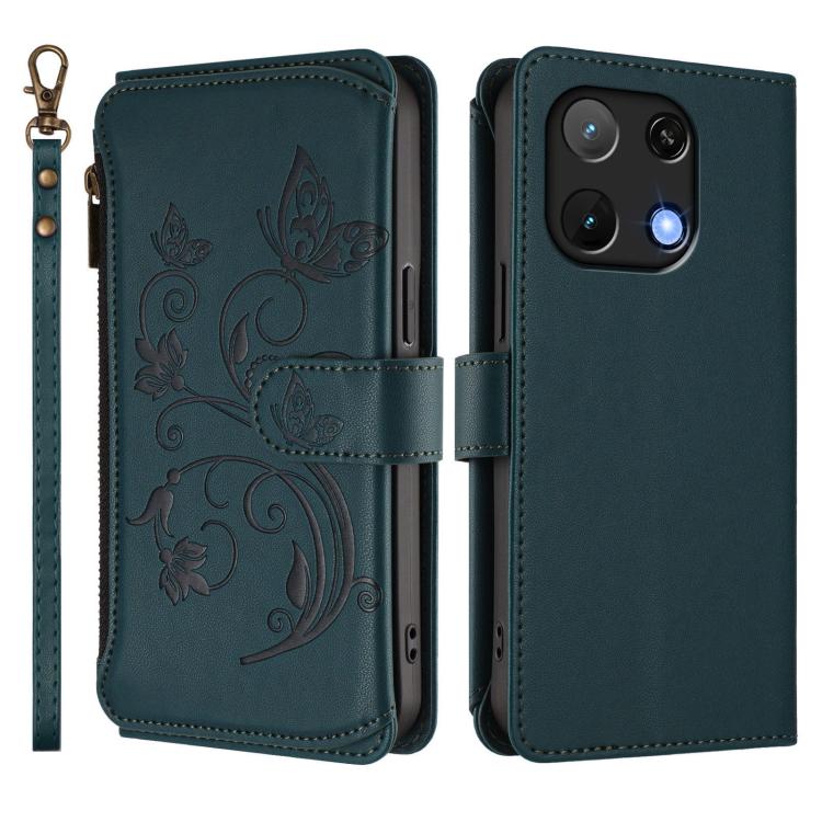 For Umidigi Note 90 Butterfly Love Flower Multi-card Zipper Wallet Leather Phone Case