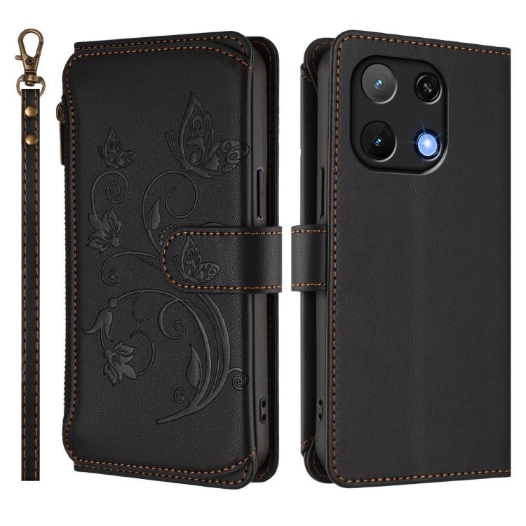 For Umidigi Note 90 Butterfly Love Flower Multi-card Zipper Wallet Leather Phone Case