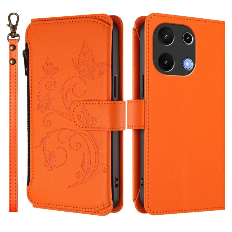For Umidigi Note 100 Butterfly Love Flower Multi-card Zipper Wallet Leather Phone Case
