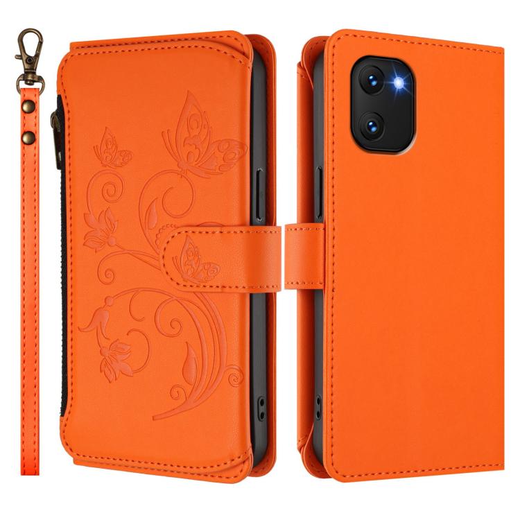 For Umidigi Power 7 / Power 7S Butterfly Love Flower Multi-card Zipper Wallet Leather Phone Case