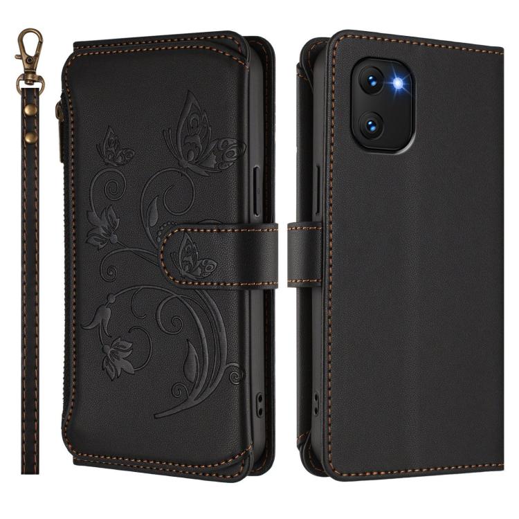 For Umidigi Power 7 / Power 7S Butterfly Love Flower Multi-card Zipper Wallet Leather Phone Case