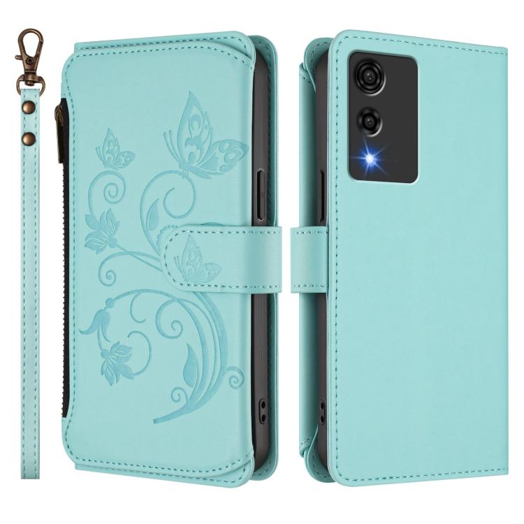 For Cubot A10 Butterfly Love Flower Multi-card Zipper Wallet Leather Phone Case