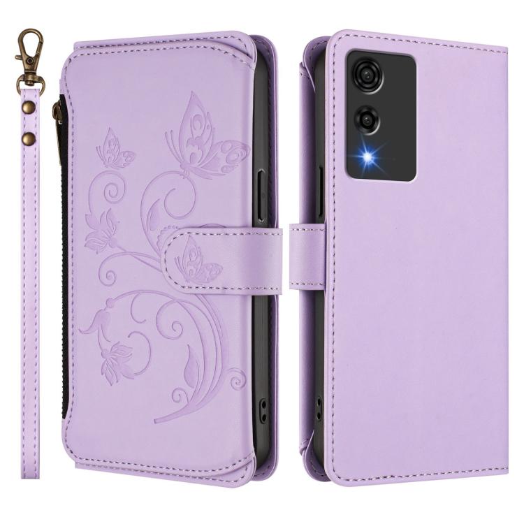 For Cubot A10 Butterfly Love Flower Multi-card Zipper Wallet Leather Phone Case