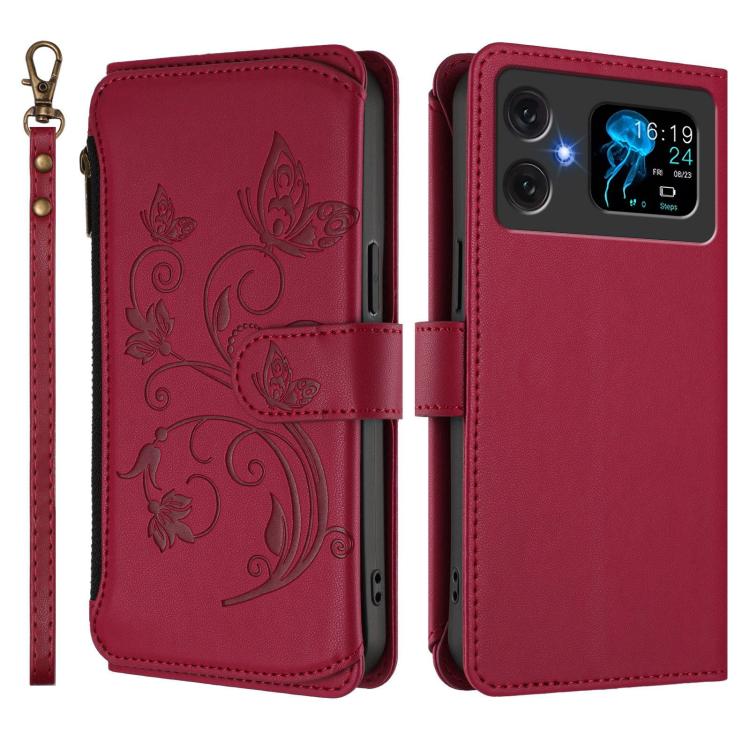 For Cubot A20 Butterfly Love Flower Multi-card Zipper Wallet Leather Phone Case