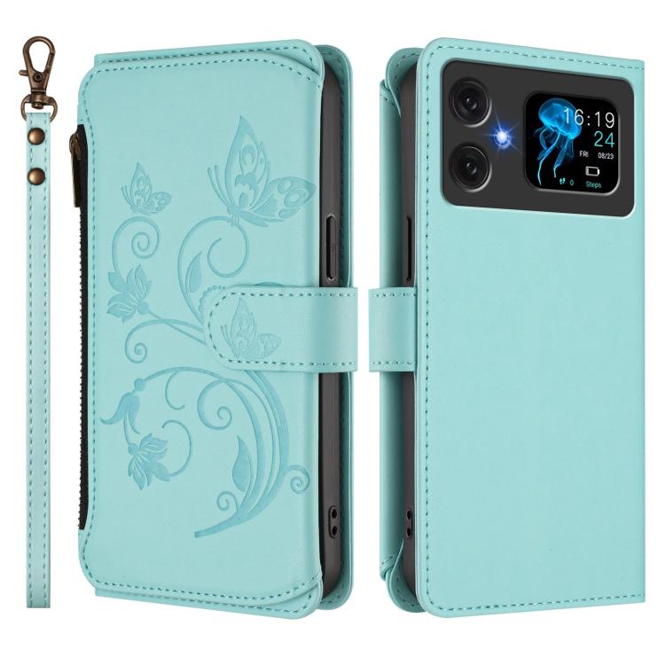 For Cubot A20 Butterfly Love Flower Multi-card Zipper Wallet Leather Phone Case