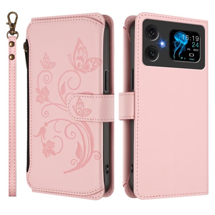 For Cubot A20 Butterfly Love Flower Multi-card Zipper Wallet Leather Phone Case