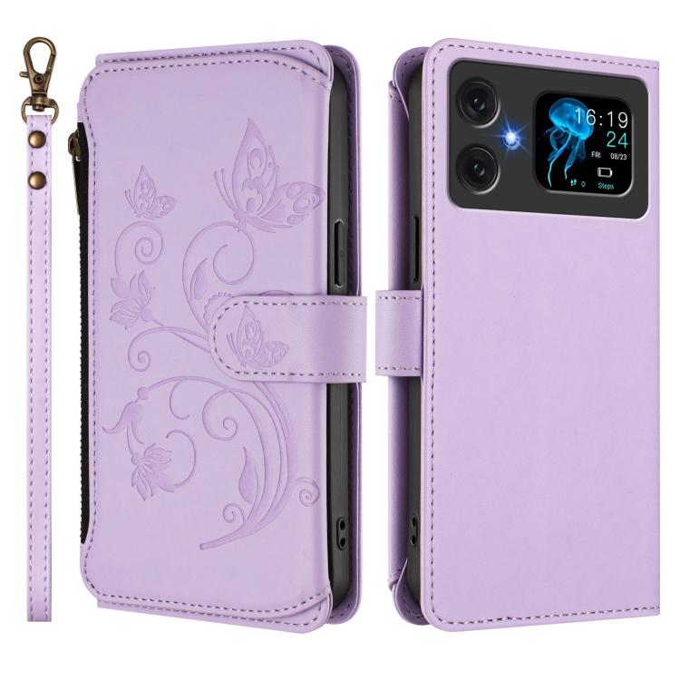 For Cubot A20 Butterfly Love Flower Multi-card Zipper Wallet Leather Phone Case