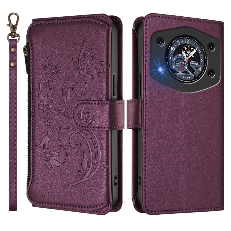 For Cubot A30 Butterfly Love Flower Multi-card Zipper Wallet Leather Phone Case