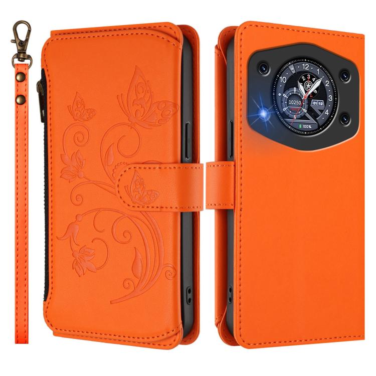 For Cubot A30 Butterfly Love Flower Multi-card Zipper Wallet Leather Phone Case