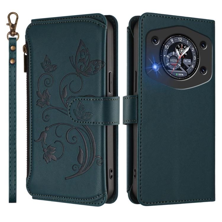 For Cubot A30 Butterfly Love Flower Multi-card Zipper Wallet Leather Phone Case