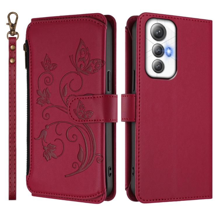 For Cubot Max 5 Butterfly Love Flower Multi-card Zipper Wallet Leather Phone Case