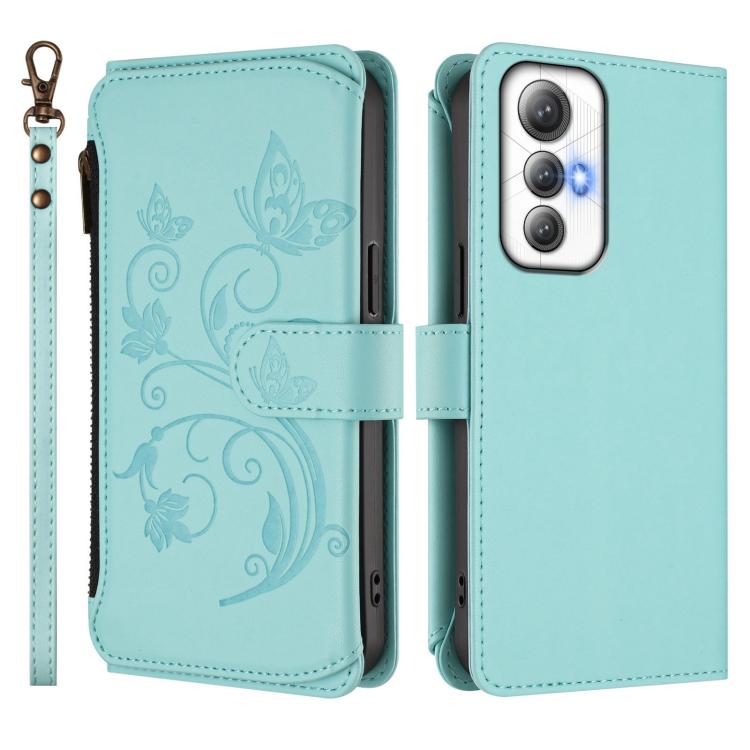 For Cubot Max 5 Butterfly Love Flower Multi-card Zipper Wallet Leather Phone Case