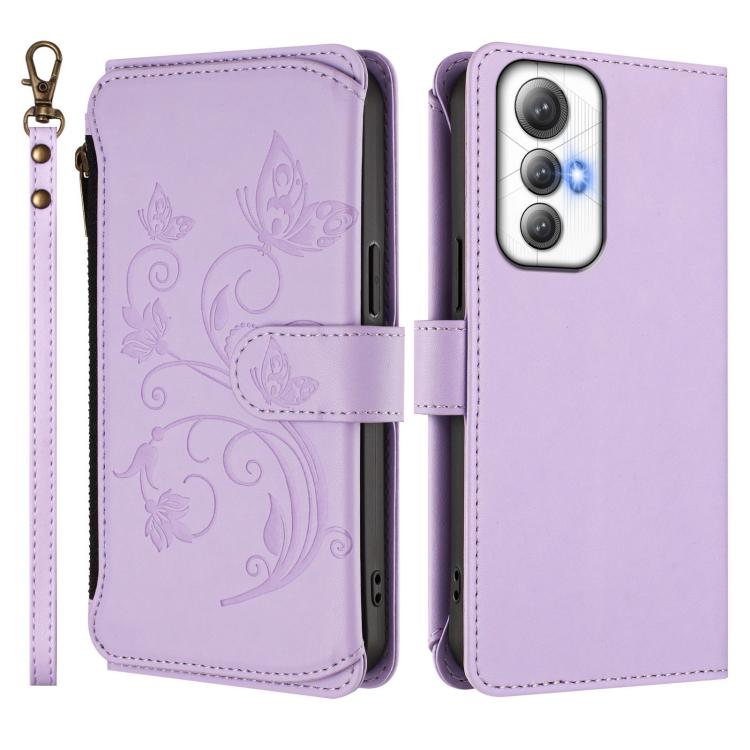 For Cubot Max 5 Butterfly Love Flower Multi-card Zipper Wallet Leather Phone Case
